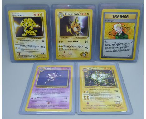 Five vintage rare Pokemon cards 