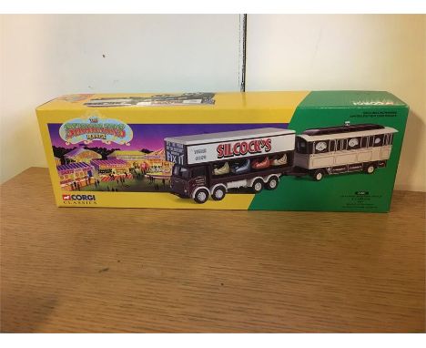 Corgi model number 24801, Leyland Dodgem Truck & Caravan set, Silcocks of Warrington.