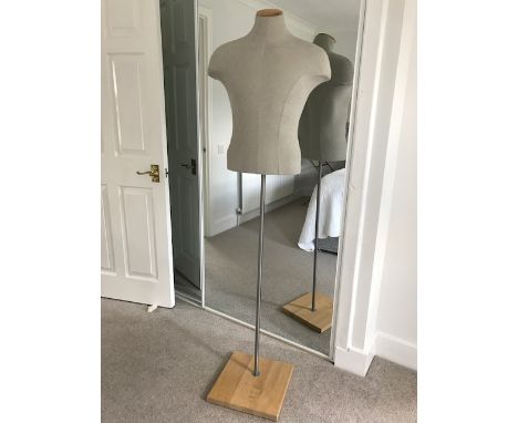 A Linen covered mannequin on stand 