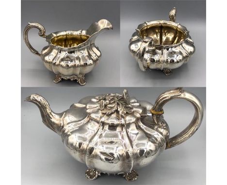 A William IV silver tea set, hallmarked London 1833 and with makers mark EB, Edward Barton