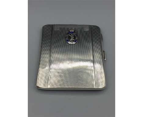 A silver cigarette case, hallmarked for the Royal Corps of Signals