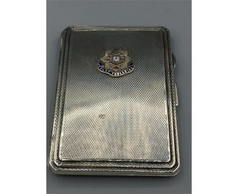 A hallmarked silver cigarette case, East Yorkshire regiment.