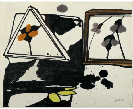 ÁLVARO LAPA - 1939-2006, Untitled, mixed media on paper, small moisture stains, signed and dated 1968, Dim. - 18 x 23 cm