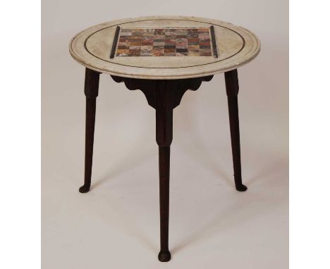 A 19th century marble inlaid circular occasional table, the specimen marble chessboard top inset to include examples of verdi