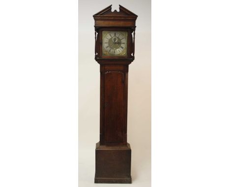 (Stephen?) Asselin of London - an 18th century oak longcase clock, the 12" square brass dial signed to the silvered chapter r