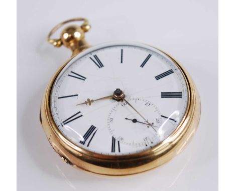 George Orpwood - an early Victorian gent's 18ct gold pair cased pocket watch, having a white enamel Roman dial with subsidiar