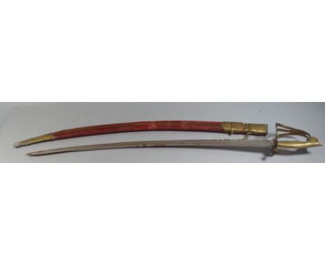 A Reproduction Brass Handled Cavalry Sword in Scabbard 