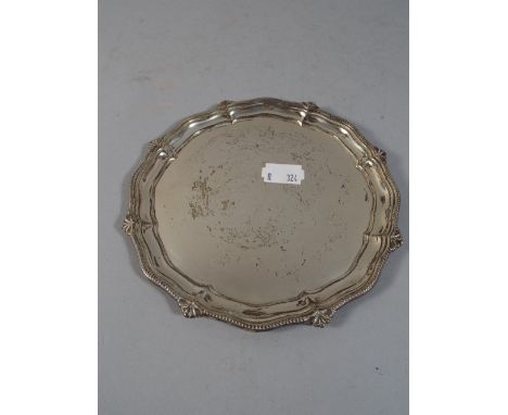 A Silver Card Tray, Sheffield Hallmark 15cm diameter 