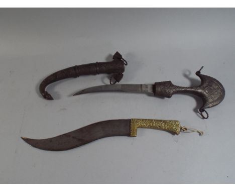 Two Eastern Daggers, One with Scabbard the Other with Brass Handle 