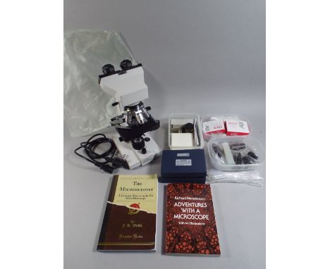 A Modern Binocular Microscope by Apex with Digital Eye Piece, Books and Other Accessories 