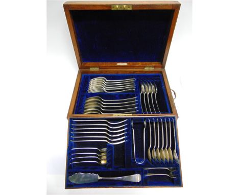 A CANTEEN OF MATCHED SILVER OLD ENGLISH PATTERN CUTLERY by Jackson & Fullerton, London 1903-04, comprising four egg spoons, s