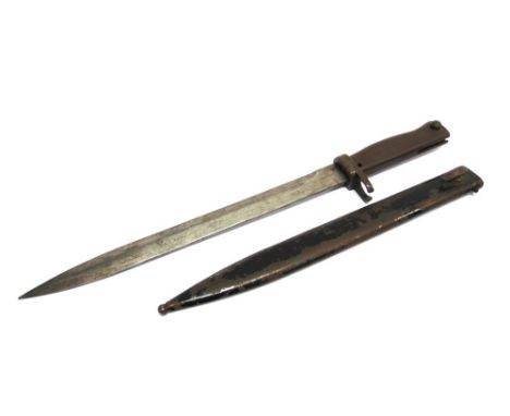 A BAYONET the 31cm blade numbered '512' and with an indistinct foundry mark to the back edge, with a plain metal grip, in its