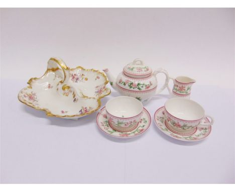 A ROYAL WORCESTER FLORAL DECORATED PART TEA SERVICE,  printed marks to base with date code for 1913 and Rd No. 546206; togeth
