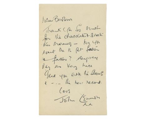 Two letters in the hand of John Lennon’s Aunt Mimi. Mimi has written on behalf of John. The letters read as follows: ‘Dear Ba