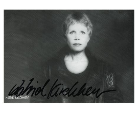 A collection of 11 signed Beatles related photographs and items. It includes two postcards signed by Astrid Kirchherr, a Bob 
