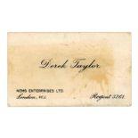 The Beatles Related 1960s Derek Taylor Owned NEMS Enterprises Ltd Business Card London (UK)