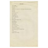 The Beatles 1968 White Album Typed Song Titles (UK)