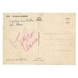 John Lennon Autographed Brigitte Bardot Postcard 1964/1965 (France)