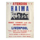 Rory Storm & The Hurricanes c.1964 Restaurant Haima Concert Billboard (Spain)