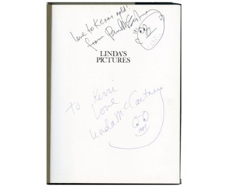 An original 1976 first American edition of the book entitled Linda’s Pictures by Linda McCartney. The first inside page has b