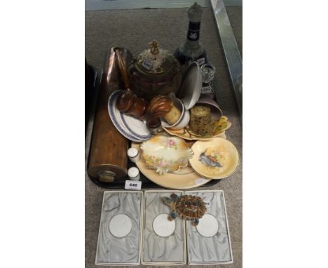 A Bruce Bairnsfather plate, three boxed Meissen VW beetle parian plaques, a shell shaped pipe etc Condition Report: Condition