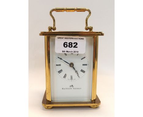A Mathew Norman 11 jewel carriage clock Condition Report: Available upon request
