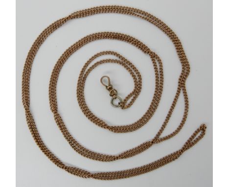 A 9ct gold guard chain, soldered on 9ct tag to the chain and stamp to the clasp, weight approx 22.5gms Condition Report: Avai