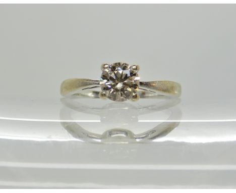 A 9ct white gold diamond solitaire ring, the diamond is estimated approx at 0.50cts, colour I/J, and clarity VS2 according to