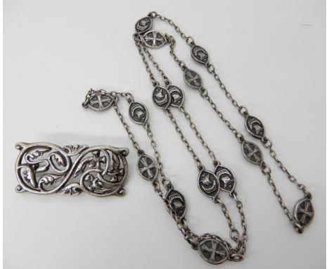 A silver Alexander Ritchie brooch, stamped AR Iona ICA with Birmingham hallmarks for 1936/37 (clasp af) together with an Alex