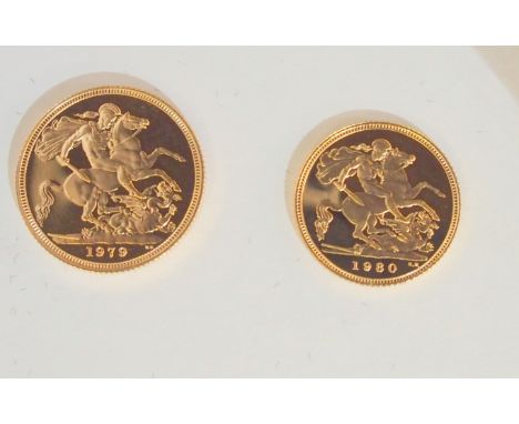 A cased gold full sovereign, 1979, with a cased gold half sovereign, 1980 (2) Condition Report: Available upon request