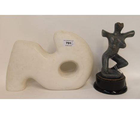 Two contemporary sculptures including one of a female form Condition Report: No makers marks. The female form feels like soap