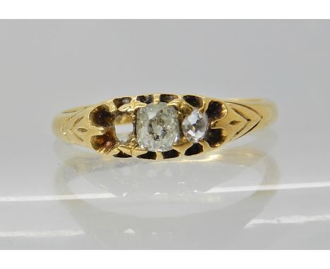 An 18ct gold diamond ring with Edinburgh hallmarks for 1883 (one diamond lacking) size O, weight 2,9gms Condition Report: Ava