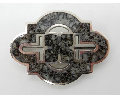 A Scottish Aberdeen stone set brooch, signed to the back M. Rettie &amp; Sons Aberdeen Condition Report: Available upon reque