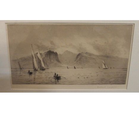 ROWLAND LANGMAID Yachting, signed, etching, 17 x 31cm Condition Report: Available upon request