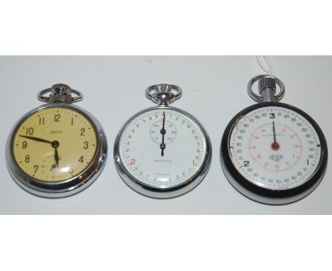 A Heuer stopwatch, a Record stopwatch, Smiths pocket watch and Indi 500 lighter Condition Report: Available upon request