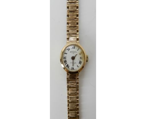 A 9ct gold ladies Rotary watch, length 17cm, weight including mechanism 14.5gms Condition Report: Available upon request