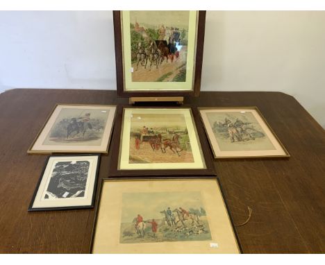 A selection of Hunting and military prints to include a Simon King Limited edition fish print. 4 of 10. 