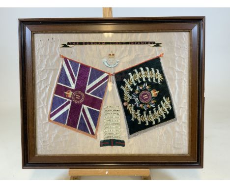 WW1 Durham Light Infantry hand stitched flags.W:70cm x H:57cm