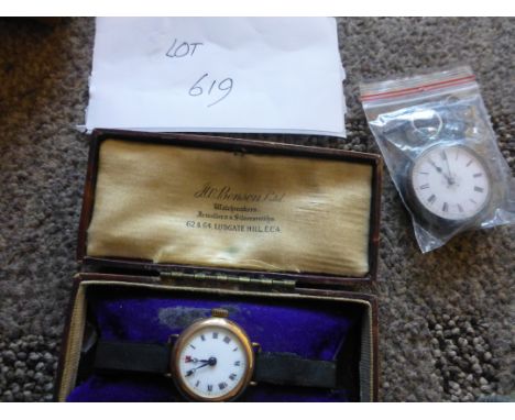 Collectables : Nice silver pocket watch and vintage ladies watch by Benson of London.