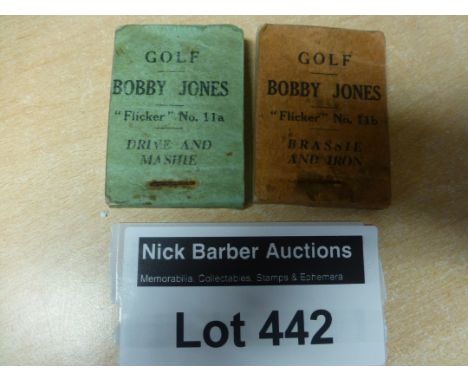Golf : Bobby Jones vintage flicker books, 11B Brassie & Iron, 11a Drive & Mashie - complete grubby front.