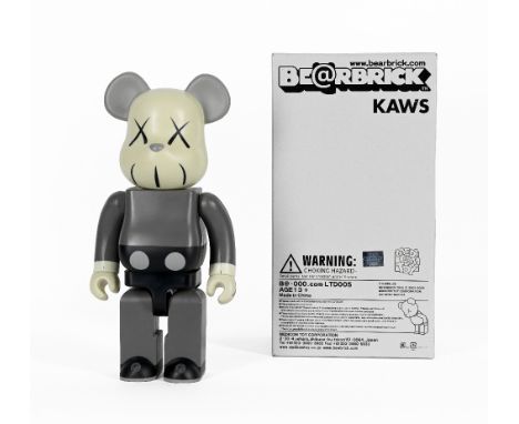 KAWS X Be@rbrick (American, born 1974)Companion 400% (Grey) Painted cast vinyl, 2002, from a limited edition, with the fabric