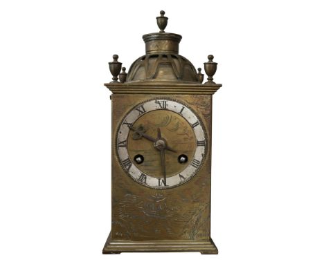 Japy Freres French Brass Lantern style clock with roman numeral dial 22cm in Height. 