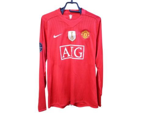 CRISTIANO RONALDO 2008/2009 UEFA CHAMPIONS LEAGUE MATCH WORN #7 MANCHESTER UNITED JERSEY Presented is a Cristiano Ronaldo Man