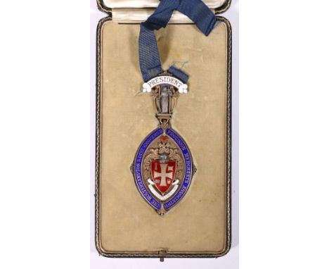 The Wolverhampton & District Grocers & Provision Merchants Association presidents neck badge by WJD (William James Dingley) B