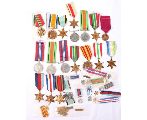 WWII, thirteen medal group comprising:- two war medals, two Defence medals, Air Crew Europe Star, two Pacific stars, 1939-194