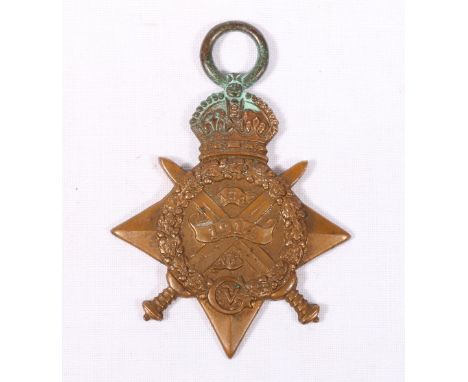 WWI Mons Star to 5812 Pte P Finnen 1/R SC FUS with copy roll.