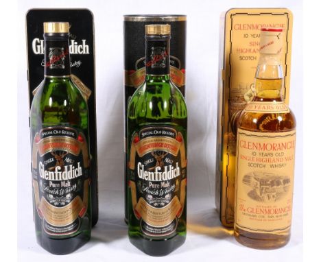 GLENFIDDICH Old Reserve Pure Malt Scotch Whisky 70cl 40% vol. Clan Sinclair tin, GLENFIDDICH Old Reserve Pure Malt Scotch Whi