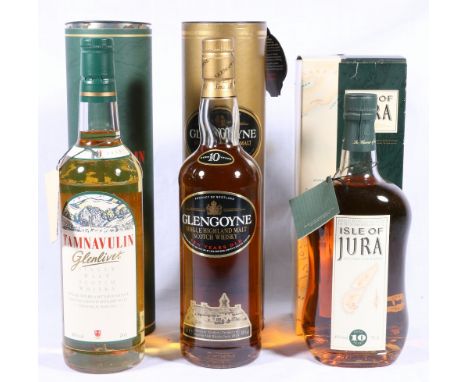 GLENGOYNE 10 year old Highland Single Malt Scotch Whisky 70cl 40% vol with tube, TAMNAVULIN-GLENLIVET 10 year old Single Malt