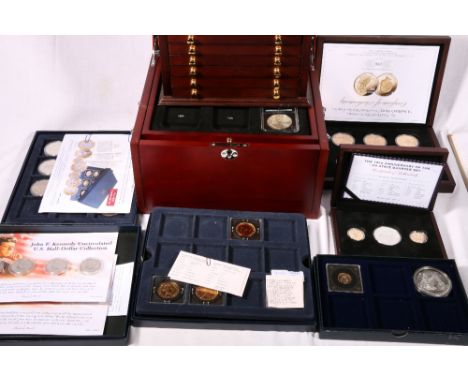 Miscellaneous incomplete sets of coins including John F Kennedy uncirculated half dollar collection, uncirculated American Ea