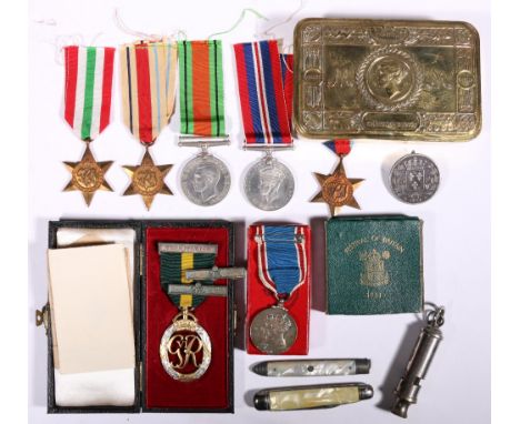 WWII group to Captain R B Husband TA comprising George VI efficiency decoration with Territorial clasp and two George VI 1952